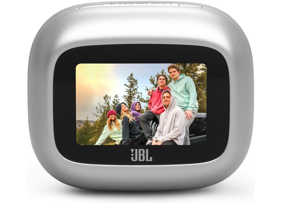 Słuchawki dokanałowe JBL Live Beam 4 ANC Personi-Fi 3.0 personalizacja brzmienia, etui na białym tle