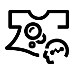 ai ecobubble Czarny symbol przedstawiający strzałkę skierowaną w dół z okręgami i zygzakowatą linią, przypominający ikonę recyklingu.