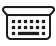 Ikona przedstawia czarną grafikę klawiatury z prostokątnym kształtem i okrągłymi klawiszami.