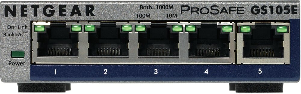 Switch NETGEAR GS105Ev2 - opis automatyczna konfiguracja solidna obudowa wygląd ogólny