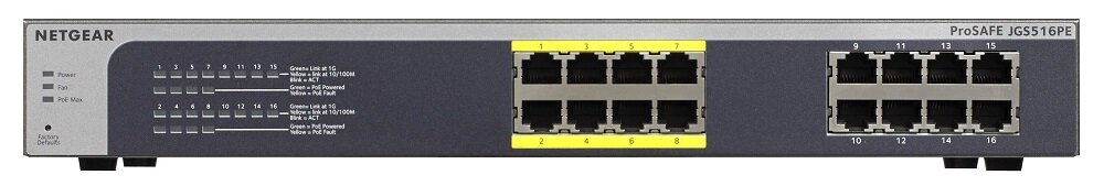Switch NETGEAR JGS516PE - rozmiar i waga zasilanie PoE