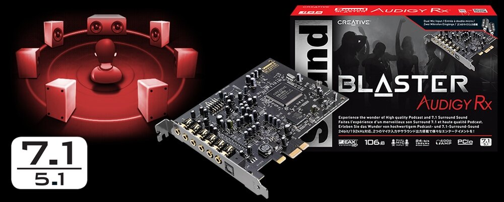 Karta dźwiękowa CREATIVE Sound Blaster Audigy Rx dzwiek wzmacniacz kanaly karta