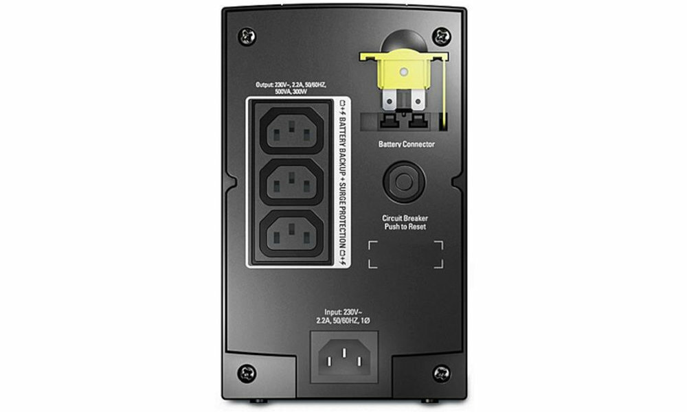 Zasilacz UPS APC Back-UPS 500 tyl