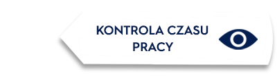 Biała strzałka z tekstem \'KONTROLA CZASU PRACY\' oraz symbolem oka.