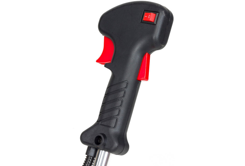 Czarny uchwyt z czerwonymi elementami i przełącznikiem oznaczonym jako \'O - I\'.