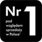 Czarny kwadrat z białym napisem \'Nr 1 pod względem sprzedaży w Polsce\'.