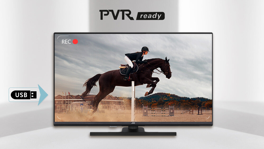 Telewizor JVC LT-40VQF540A - Nagrywaj ulubione treści, PVR Ready, USB-A, telewizor wyświetlający zawody jeździeckie