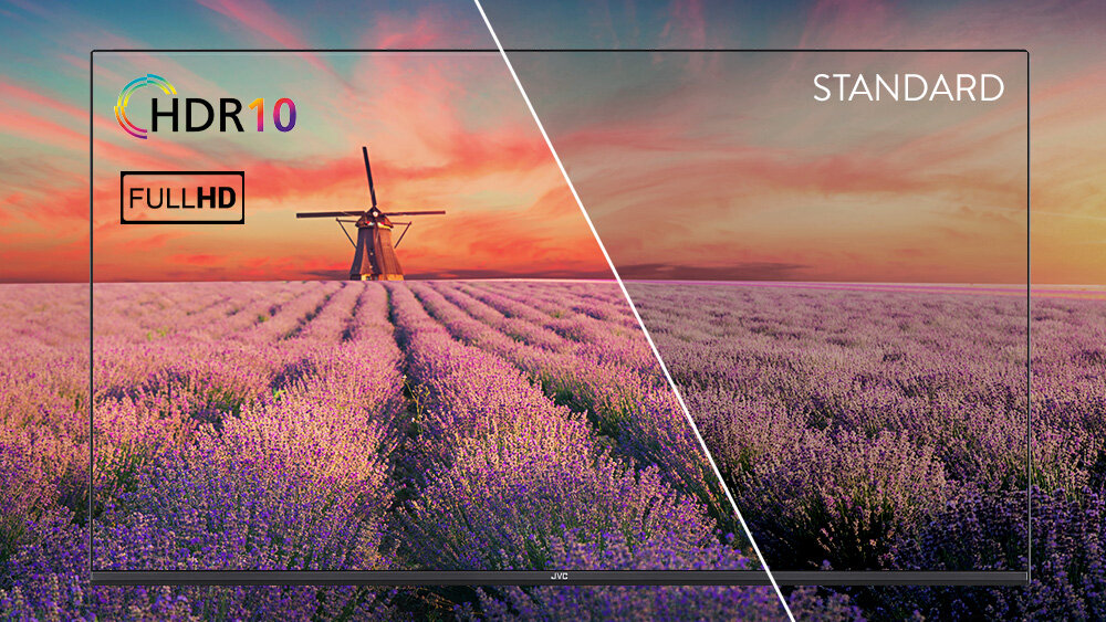 Telewizor JVC LT-40VQF540A - Wysoka rozdzielczość obrazu, Full HD, HDR10, telewizor wyswietlający obraz w HDR10 i w standardzie