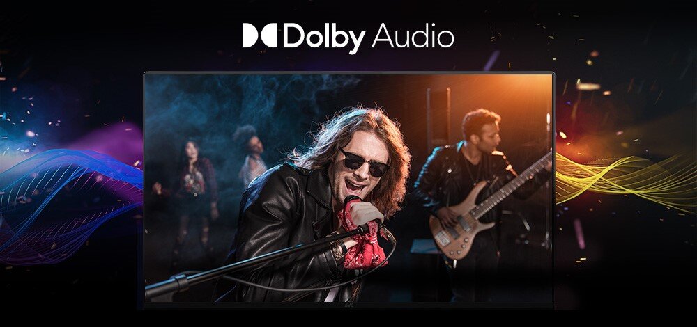 Telewizor JVC LT-40VQF540A - Dobra jakość dźwięku, Dolby Audio, głośniki o mocy 16 W, telewizor na ciemnym tle, koncert