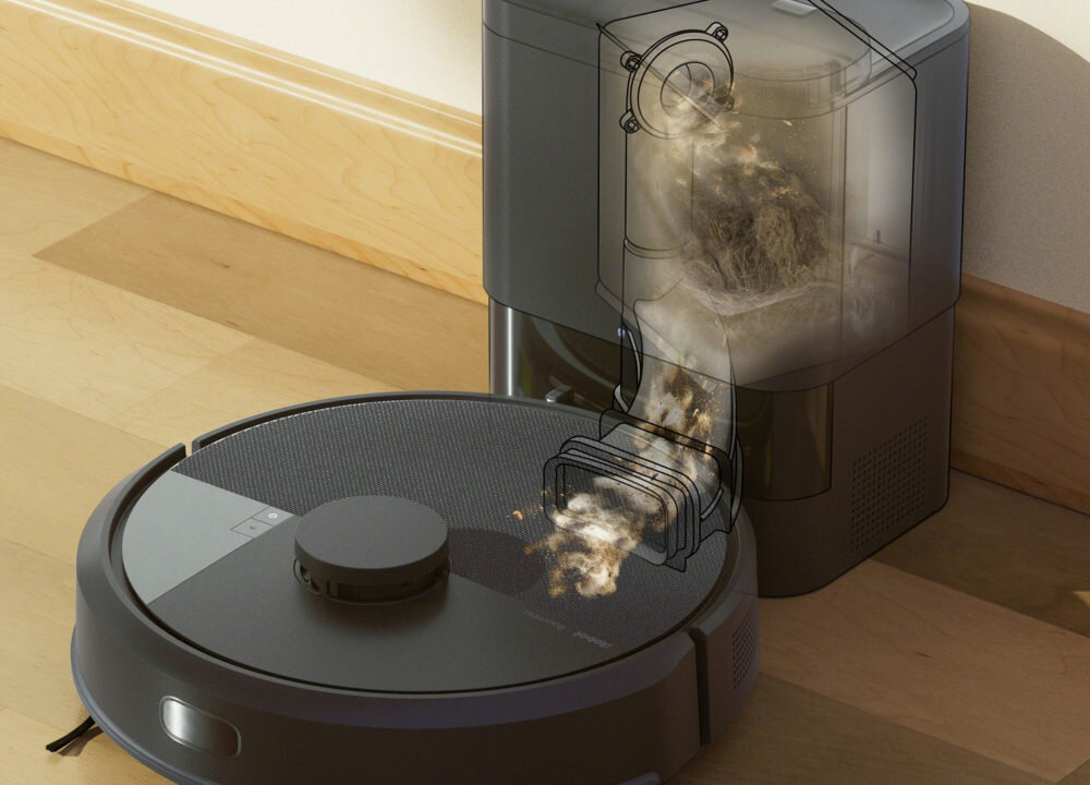 Robot sprzątający IROBOT Roomba Combo 105 AutoEmpty Czarny Bezobsługowe sprzątanie automatycznie opróżnia zebrane zanieczyszczenia czas użytkowanie korzystanie wygoda komfort