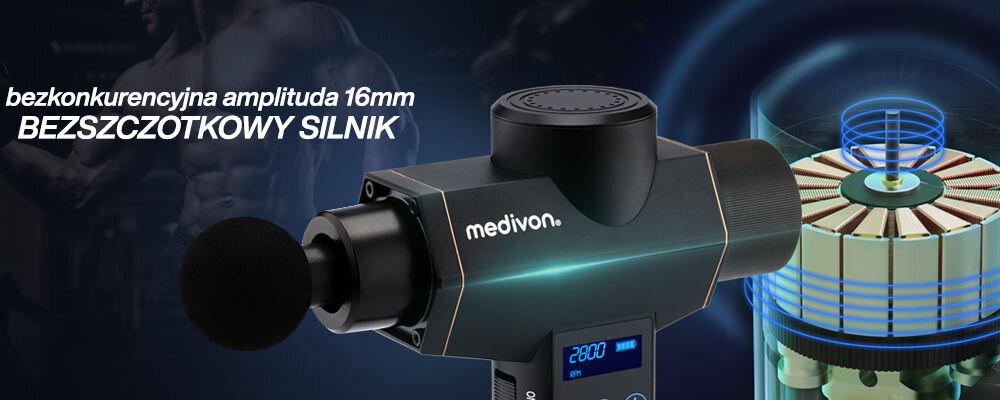 Masażer MEDIVON Gun Bandit dzialanie moc fizjoterapia domowa