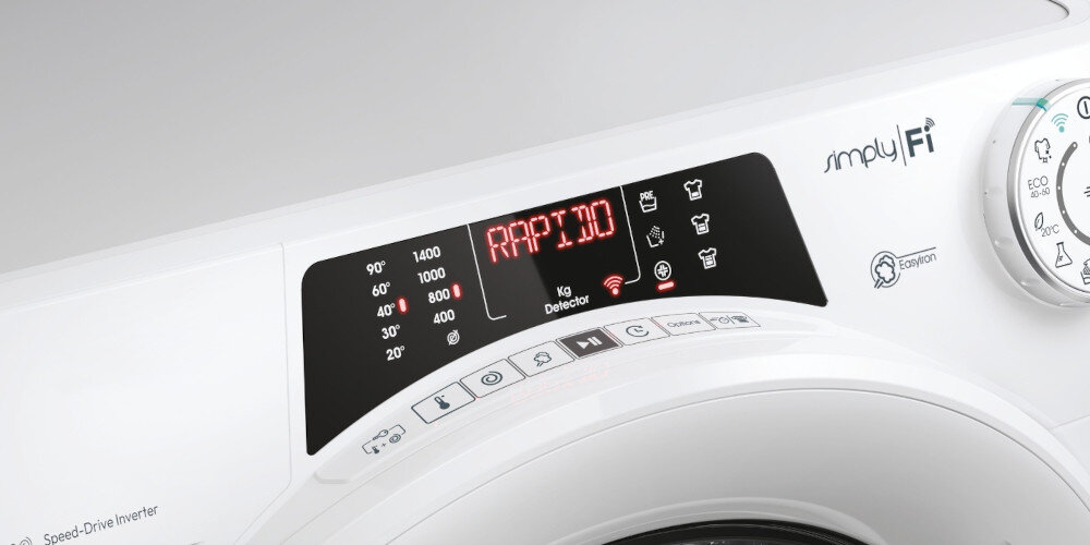 PRALKA CANDY RO 1496DWME 1 Wyświetlacz w języku polskim panel sterowania programy funkcje ustawieniam szeroki otwór