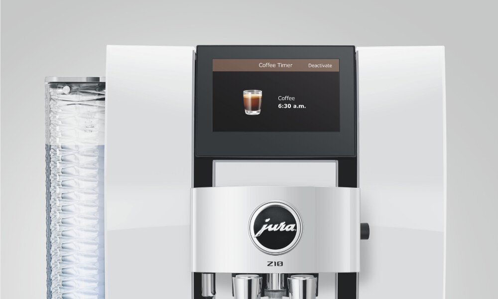 Ekspres JURA Z10 Diamond White (EB) (Cold Brew) Timer i regulator zdjęcie lifestyle Funkcja Coffee Timer Caffeine Regulator
