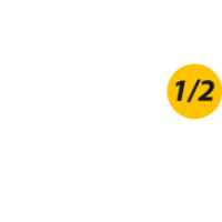 Ikona przedstawia dwa kieliszki na górnej półce oraz naczynie na dolnej, z żółtym okręgiem zawierającym napis \'1/2\'.