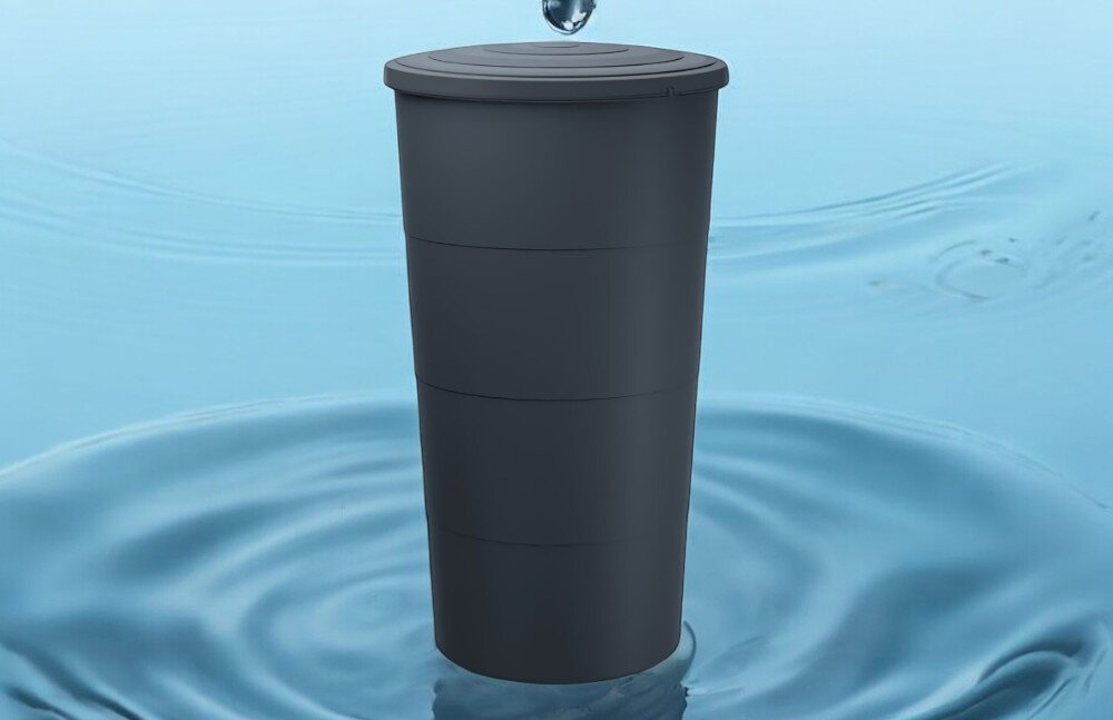 Zbiornik na deszczówkę PROSPERPLAST Smooth IDSM200-S433 200L Antracytowy ekologia oszczednosc zbieranie deszczowki