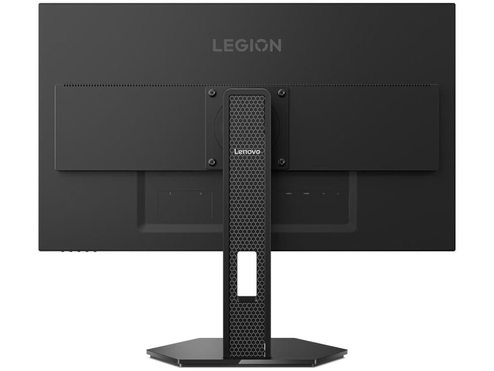 Monitor LENOVO Legion 27Q-10 27 cali 2560x1440px IPS 240Hz 0.5 [MPRT] prezentacja monitora od tyłu na białym tle VESA 100 mm łatwe stabilne przymocowanie oszczędność miejsca uchwyt biurkowy VESA zwiększa powierzchnię roboczą dopasowanie ustawienia ekranu organizacja pracy