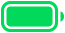 Ikona przedstawia zieloną baterię z białym obrysem, symbolizującą pełne naładowanie.