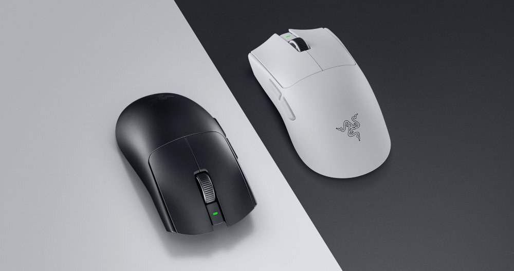 RAZER Viper V4 Pro - mysz w dwóch wariantach kolorystycznych na biało-czarnym tle