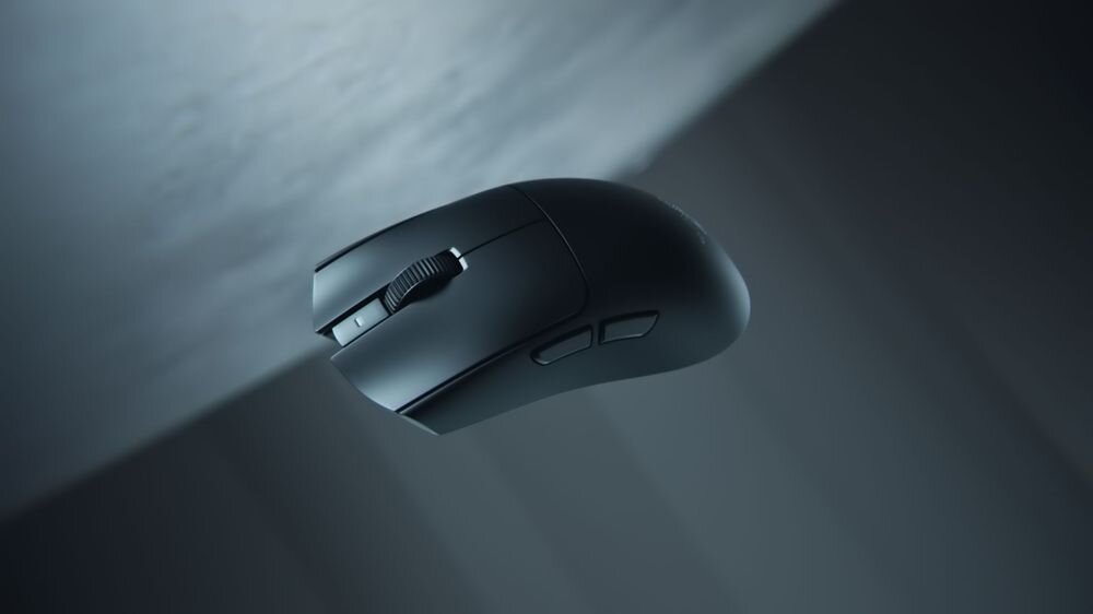 RAZER Viper V4 Pro Obudowa 127,1 × 63,9 × 39,9 mm osób praworęcznych Symetryczny kształt palm, claw i fingertip grip - lewitująca mysz na ciemnym tle