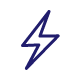 Ikona przedstawia niebieski symbol błyskawicy na przezroczystym tle.
