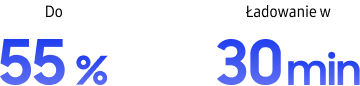 Na ekranie widoczny jest wskaźnik naładowania baterii 55% oraz czas 30 min.