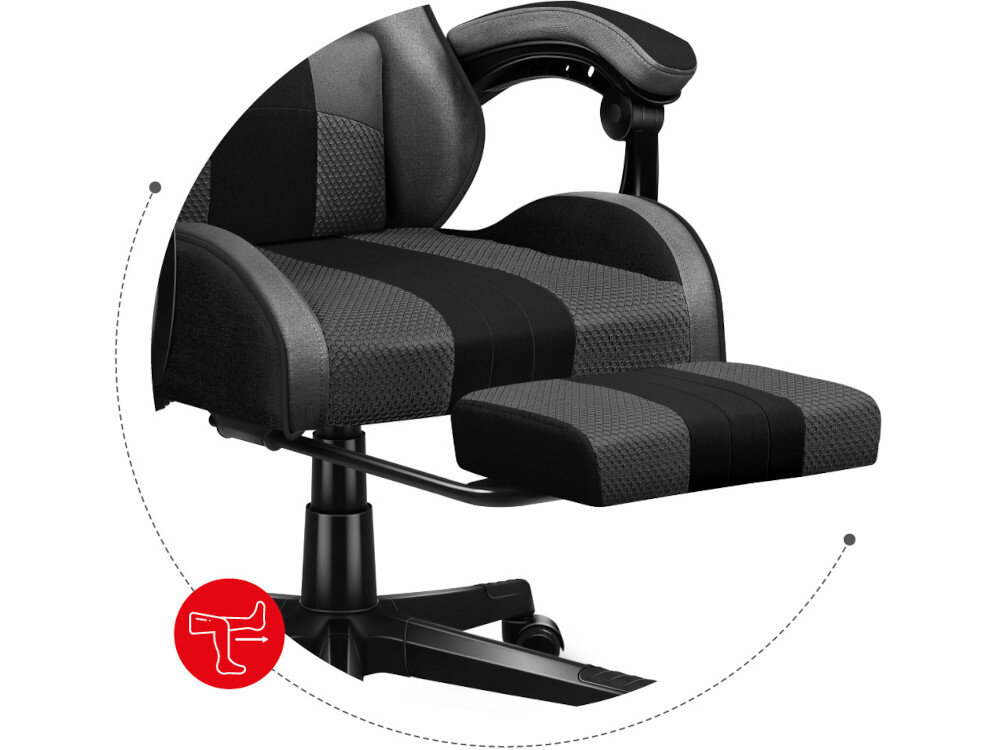 Fotel HUZARO Force 4.7 Mesh Szary podnóżek wysuwanie wygoda