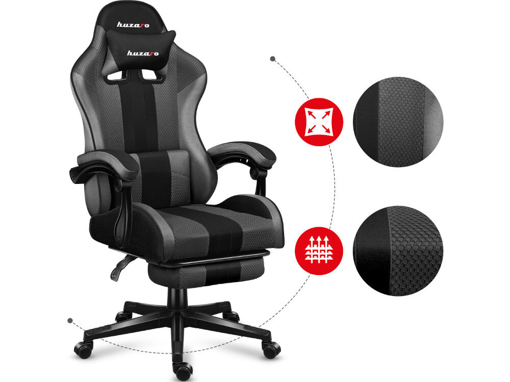 Fotel HUZARO Force 4.7 Mesh Szary materiały wentylacja tkanina cyrkulacja siatka