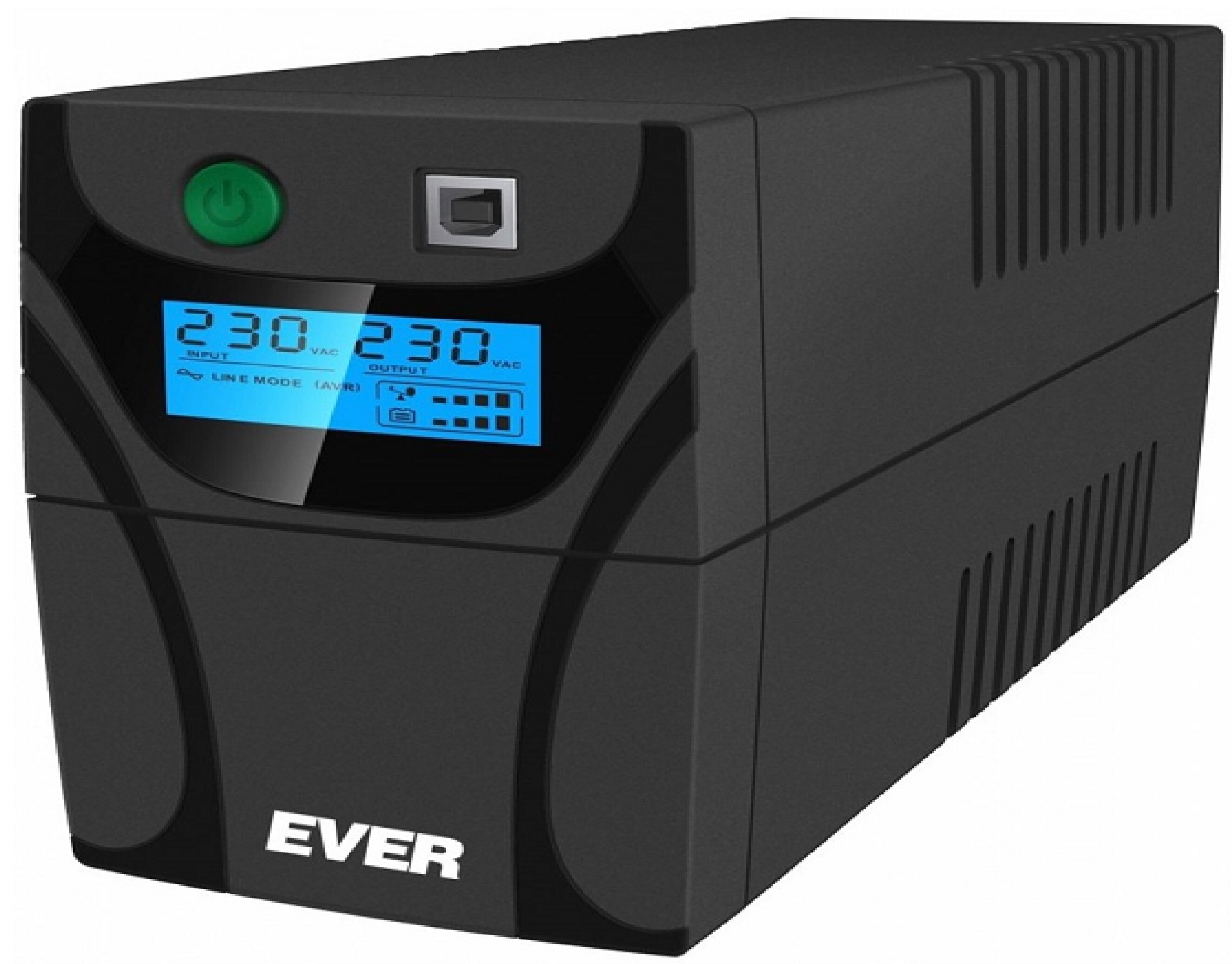 Zasilacz UPS EVER Easyline 650 AVR USB - wlasciwosci elektryczne