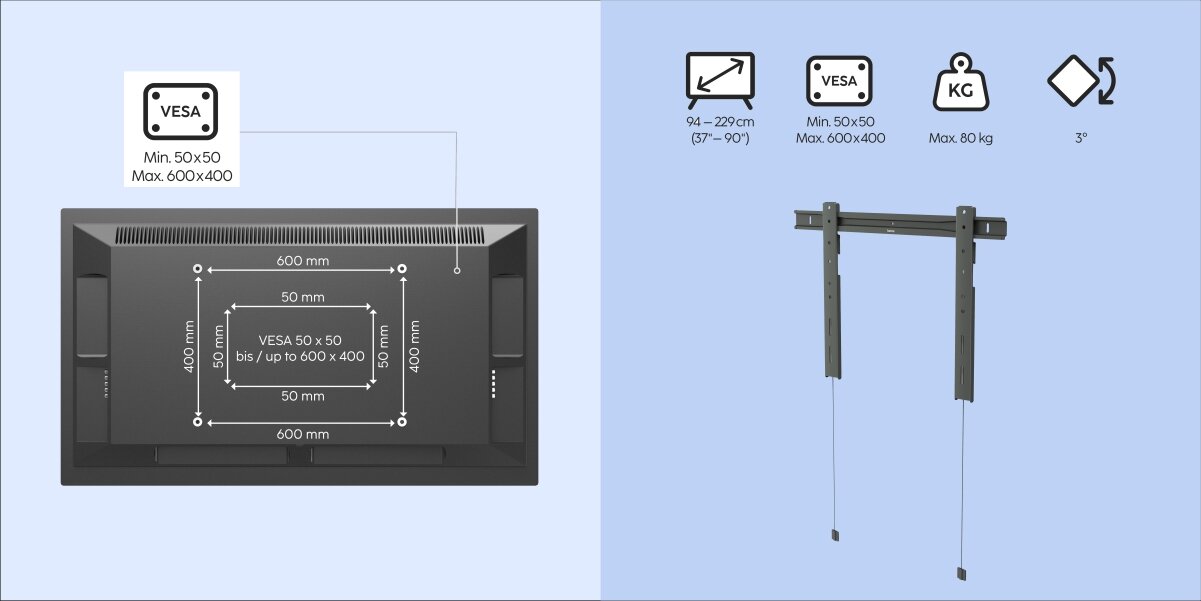 Uchwyt HAMA do TV 37 - 90 cali Fix Ultraslim 220845 - Wytrzymałość i uniwersalność