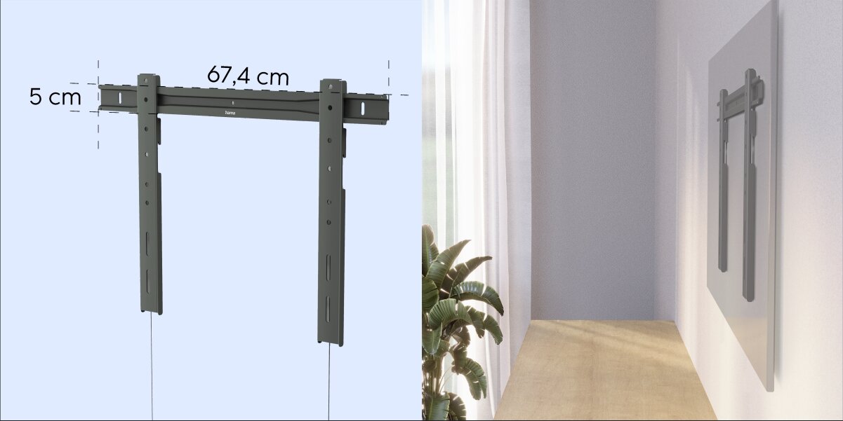 Uchwyt HAMA do TV 37 - 90 cali Fix Ultraslim 220845 - Prosty montaż w zestawie