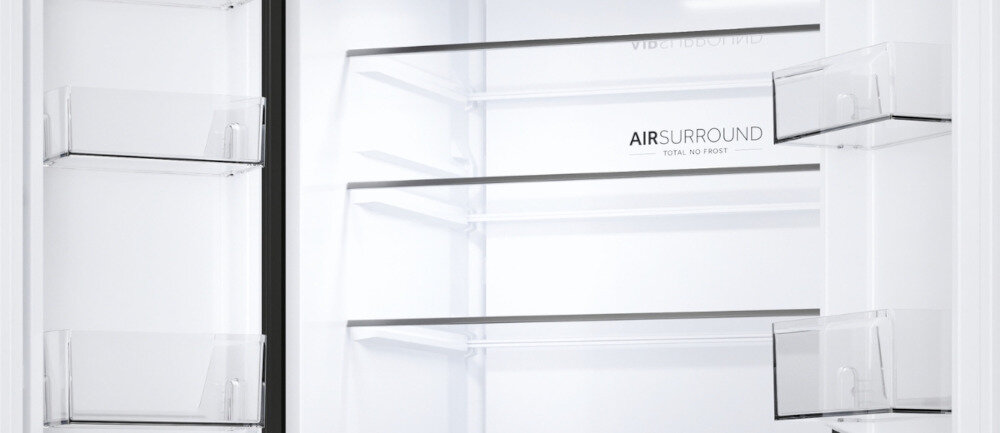 LODÓWKA HAIER HFR3718ENGB Półki z bezpiecznego hartowane wytrzymałe szklane łatwe utrzymanie czystości