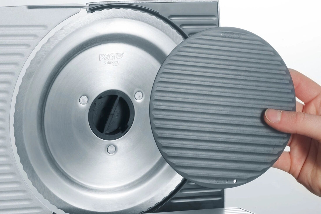 Krajalnica GRAEF Style S12 Twin Czarny bezpieczeństwo użytkowania Blokada bezpieczeństwa ochrona osłona noża uchwyt na resztki system łatwej wymiany ostrza