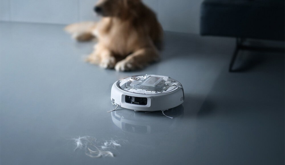 Robot sprzątający DJI Romo P Dla osób ze zwierzętami  z dwóch silników napędzających system szczotek Gumowa szczotka szczotka z włosiem i gumą na dywanach i podłogach z trudnymi zabrudzeniami