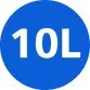 Niebieskie koło z białym napisem \'10L\'.