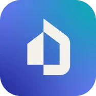 Ikona z białym symbolem przypominającym literę \'D\' na niebiesko-fioletowym tle.