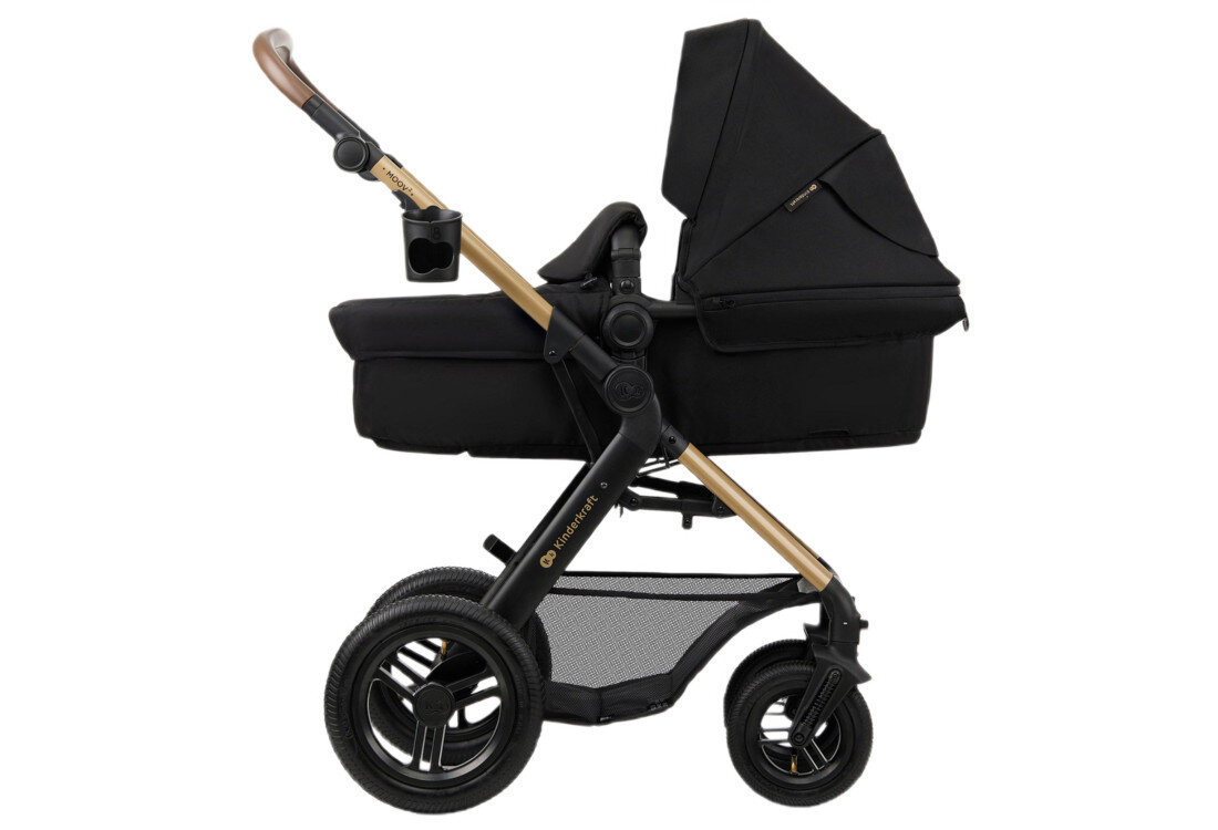 Wózek wielofunkcyjny KINDERKRAFT Moov 2 Air 3w1 Czarny Duża gondola Obszerna gondola Miękka wkładka poczucie bezpieczeństwa od pierwszych chwil życia