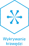 Niebieski symbol w kształcie sześciokąta z czterema strzałkami skierowanymi na zewnątrz. Pod symbolem znajduje się tekst: \'Wyczyszczone na medal\'.