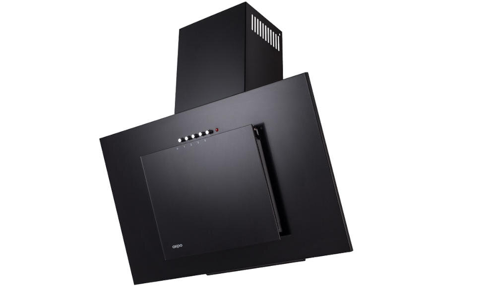 AKPO-WK-4-NERO-50 okap sprzęt kuchenny filtrowanie powietrze zapachy skośny kominowy szerokość prędkość praca sterowanie przyciski oświetlenie led