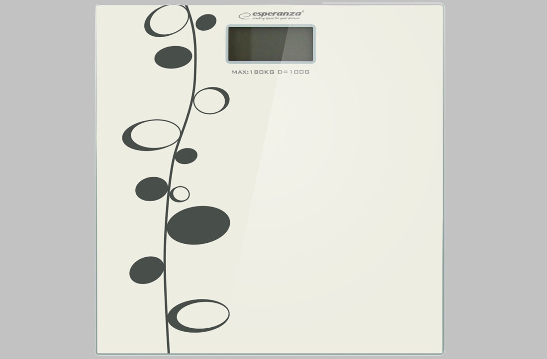 Waga ESPERANZA  Zumba Czarno-bialy funkcjonalna stylowa precyzja dokladnosc do 100g duzy wyswietlacz LCD latwa obsluga solidna konstrukcja stabilnosc trwalosc zasilanie jednostki kg lb st