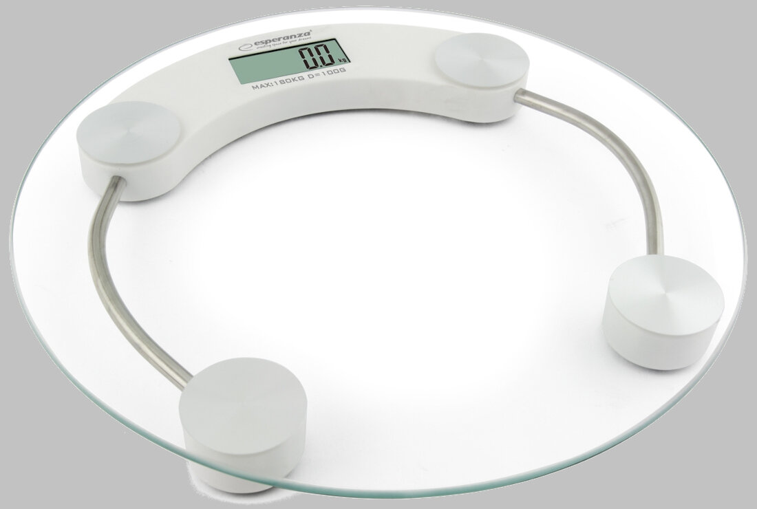 Waga ESPERANZA Jukari biala funkcjonalna stylowa precyzja dokladnosc do 100g duzy wyswietlacz LCD latwa obsluga solidna konstrukcja stabilnosc trwalosc zasilanie
