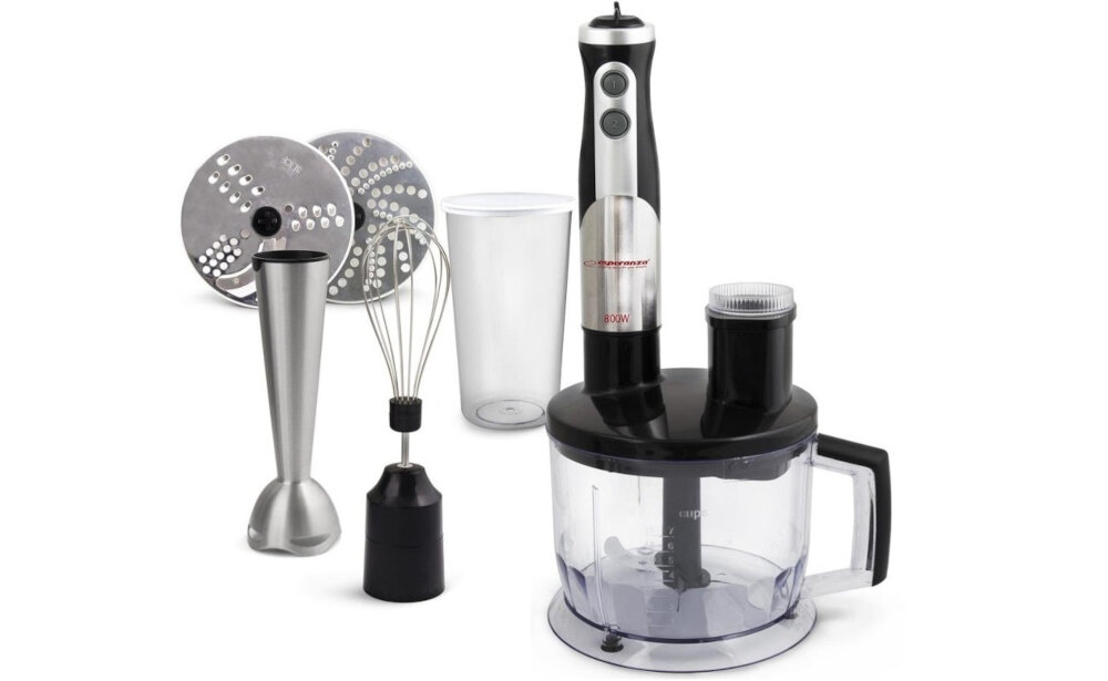 Blender ESPERANZA Cream EKM004 wielofunkcyjnosc pojemniki pojemnosc 1750 ml 600 ml pokrywa ostrza ubijanie siekanie szybko i wygodnie akcesoria wyposazenie komplet zestaw