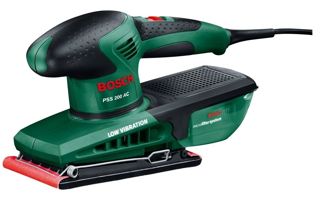 Szlifierka oscylacyjna BOSCH PSS 200 AC Najwyższa jakość obróbki szlifierskiej na dużych powierzchniach Wydajne szlifowanie kompaktowe narzędzie wymiary powierzchni szlifowania moc