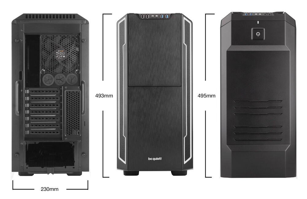 Obudowa PC BE QUIET! Silent Base 600 Window Midi Tower parametry wysokość szerokość długość wejście mikrofon słuchawki