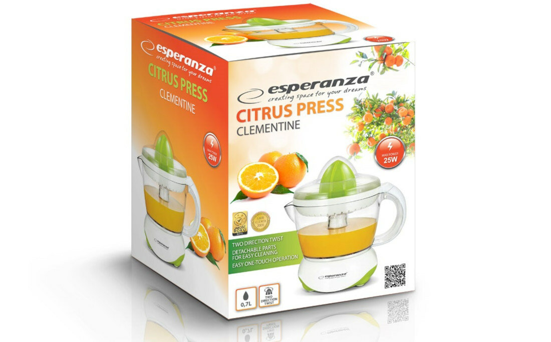 Wyciskarka do cytrusow ESPERANZA Clementine EKJ001G zestaw akcesoria komplet wyposazenie
