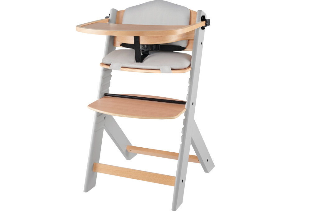 Krzesełko do karmienia KINDERKRAFT Enock Enock + poduszka Szaro-brązowy Szeroka tacka