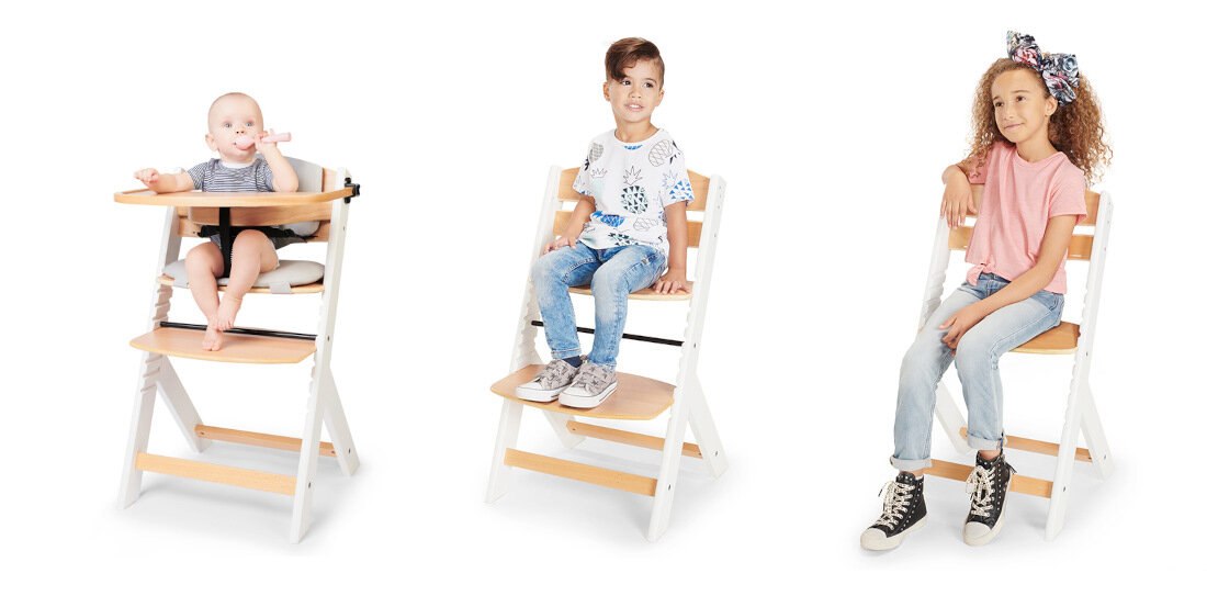 Krzesełko do karmienia KINDERKRAFT Enock + poduszka Szaro-brązowy latwe czyszczenie