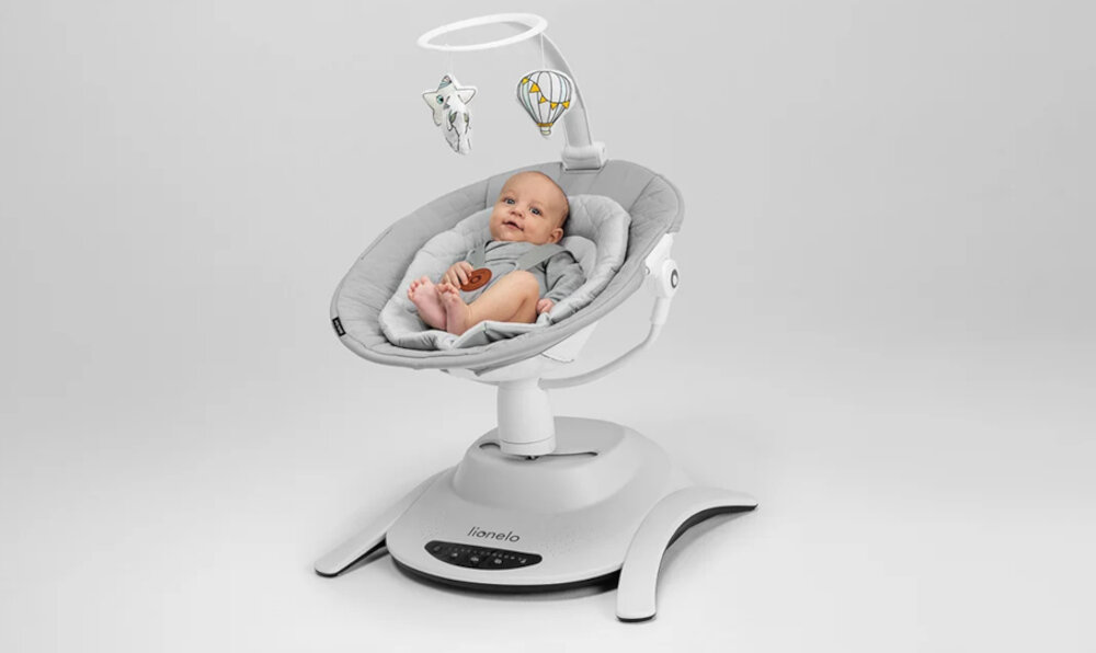 Leżaczek-bujaczek LIONELO Bella Set Szary 2w1 gondola bujak 360 stopni