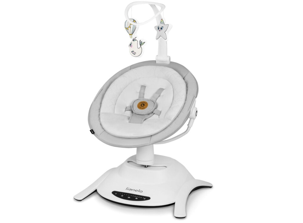 Leżaczek-bujaczek LIONELO Bella Set Szary 3 stopnie regulacja 5-punktowe pasy bezpieczeństwa