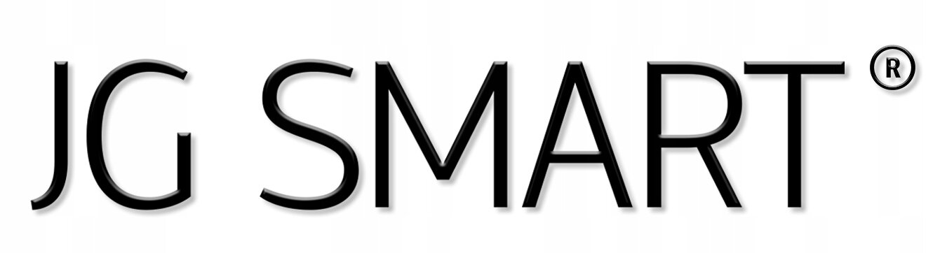 Logo z napisem \'JG SMART\' w czarnym kolorze na białym tle.