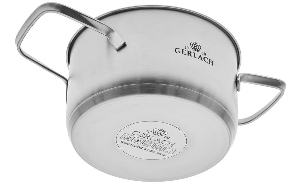 Garnek GERLACH Ambiente 24 cm widoczny spód garnka z napisami 1760 Gerlach stainless steel 18/10
